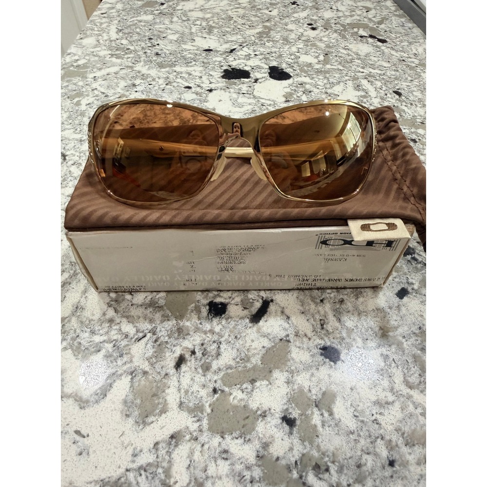 Vintage Oakley Sunglasses Gold Filigree VR50 Brown Lens Wrap Frames